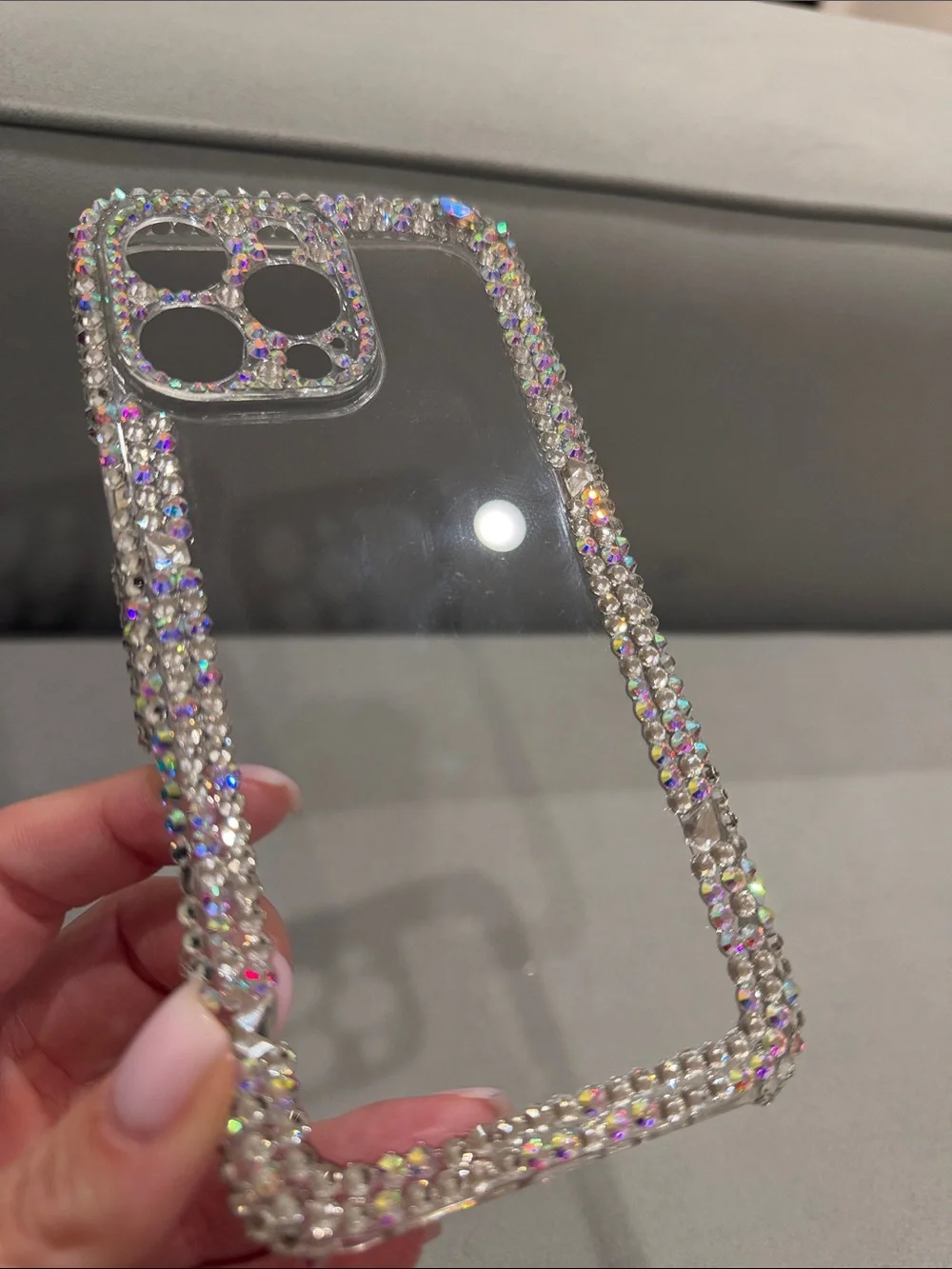 Apple iPhone 16 Pro Max Sparkling Clear Case with Iridescent Rhinestones